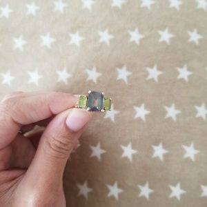 14k mystic topaz and peridot ring
